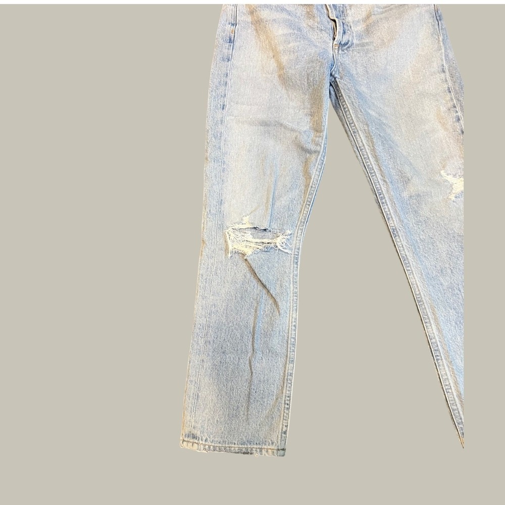 Agolde High Rise Straight Leg Distressed Jeans Light Wash Size 24 Made in USA - Picture 5 of 9
